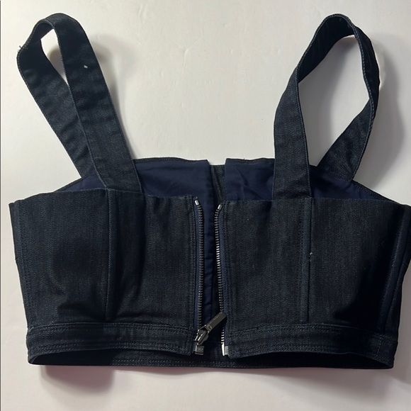 EUC Armani Exchange Black or Navy Denim Crop Top | Size Small - Picture 3 of 7